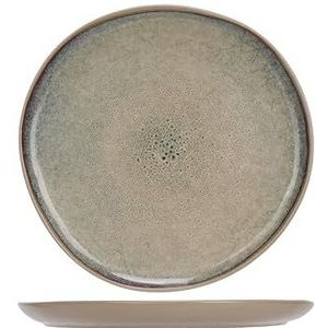 Cosy & Trendy Set van 6 platte borden van aardewerk, Oona Sand, groen, D27 x h2 cm