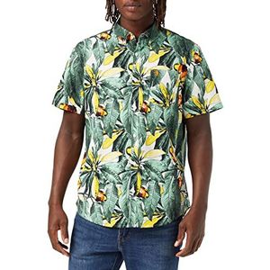 ORIGINAL PENGUIN Heren Tropische Print Shirt, Helder Wit, L