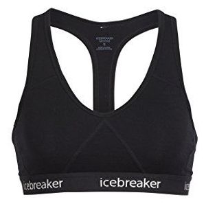 Icebreaker Beha Sprite Racerback Dames - Merino Wol Ondergoed, Non Wired Vrouwenbeha, Comfort Bralette - Black, L