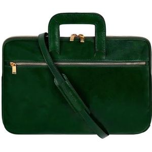 Time Resistance Leren Aktetas Kleine Laptoptas Heren en Dames Messengertas Handgemaakt Italiaanse Volnerfleer