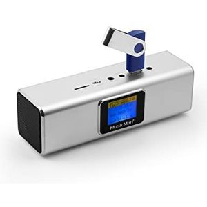 MusicMan Ma Soundstation, Stereo Luidspreker Met Geïntegreerde Batterij En LCD-Display (Mp3-Speler, Radio, Microsd-Kaartsleuf, USB-Slot), Zilver