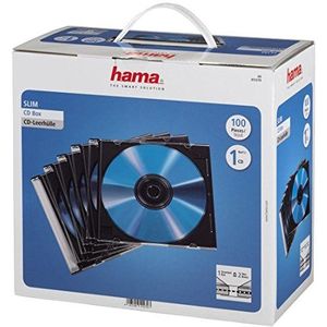 Hama CD-Leather Case Cover (Slim Line, hoogte: 5mm, CD-hoezen) 100-pack, Transparant Zwart