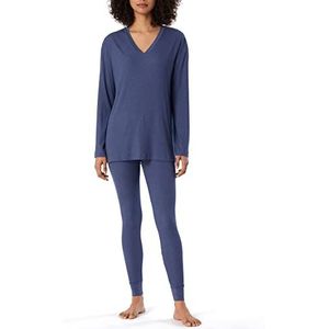 Schiesser Damespyjama lange pyjamaset, blauw, 44, blauw, 44