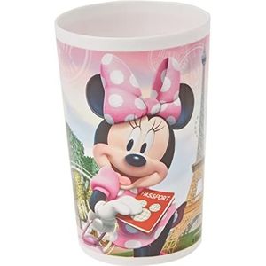 Fun House 005509 Disney Minnie glas voor kinderen, polypropyleen, roze, 10 x 0,03 x 6,5 cm