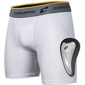 CHAMPRO Compressie Boxer Short met Cup - Polyester/Spandex, Volwassen Groot, Wit
