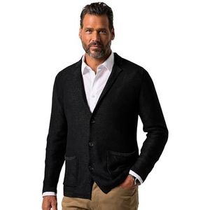 JP 1880 Heren Jp1880 Stricksakko Flexnamic, vintage look, Bis 8 XL cardigans, zwart, 3XL