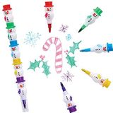 Baker Ross FX441 Sneeuwpop Stapel Krijtjes - Pak van 6, Kerstfeestzakjesvullers voor kinderen, kleurpotloden voor kinderen, stapelkrijtjes