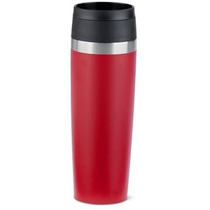 Emsa Travel Mug N2023750 Thermosbeker 500 ml, 6 uur warm + 12 uur koud, 100% dicht, gemakkelijk openen en sluiten, koffiemok, poedercoating, donkerrood