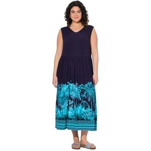 Ulla Popken Jerseyjurk voor dames, grote maten, plus size, met palmrand, Inkt blauw., 46-48