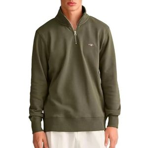 GANT Heren REG Shield Half Zip Sweatshirt, Juniper Green, Standaard, Juniper Green., XXL