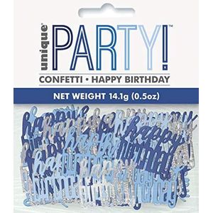 Unique Party 83834 Blauwe Prismatische Verjaardag Confetti, 5oz 1 Pack, Gelukkig