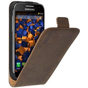 mumbi Echt lederen flip case compatibel met Samsung Galaxy S4 mini hoes lederen tas case portefeuille, bruin