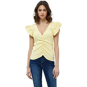 DESIRES Dames Dareen GOTS Ruche Tee T-shirt, Pale Yellow, XL