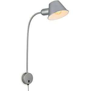 BRILONER - Bedlamp flexibel, bedlamp verstelbaar, tuimelschakelaar, 1x E27 fitting max. 10 Watt, incl. snoer, chroom mat, 55 cm