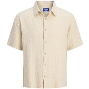 JACK & JONES Jordobby Check Shirt Ss voor heren, antiek wit., XS