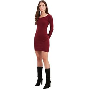 Trendyol Mini Bodycon Fitted Dress Damesjurk, Bourgondië, L