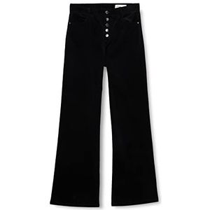 s.Oliver Women's 2121489 Corduroy broek met knoopsluiting, breed, zwart, 48-32, zwart, 32/48