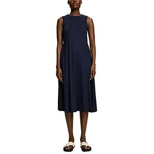 ESPRIT Jersey midi-jurk met vaste tailleband, Donkerblauw, L