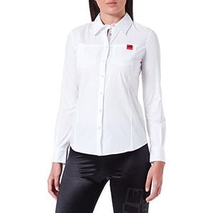 Love Moschino Dames slim fit shirt met lange mouwen met borstzakken, wit (optical white), 46