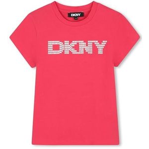 DKNY D62406 T-shirt voor meisjes, Roze, 4 Jaren