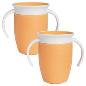 Munchkin Miracle 360 Leerbeker voor kinderen, 6+ maanden, 207 ml (2 stuks), leerbeker voor kleine kinderen, trainingsbeker, BPA-vrij, oranje/oranje