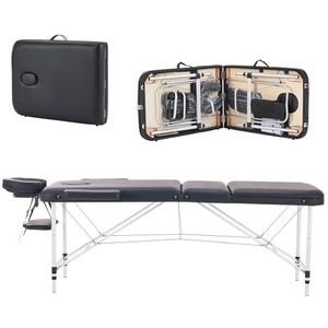 YOUNIKE Professionele opvouwbare massagetafel, 3 zones, aluminium, cosmetica, massagebed, esthetische tafel, draagbaar, met spa, schoonheidssalon, tatoeage, thuis, accessoires, zwart