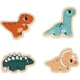 Janod 4 puzzels Dino van FSC-hout, 2 tot 5 delen, kinderen, educatief spel, speelgoed voor peuters vanaf 18 maanden, J05824, meerkleurig
