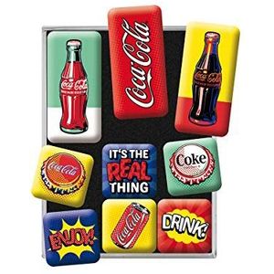 Nostalgic-Art Retro Koelkast Magneten, Coca Cola – Pop Art – Geschenktip voor Coke-fans, Magneetset voor magneetbord, Vintage design, 9 stuks