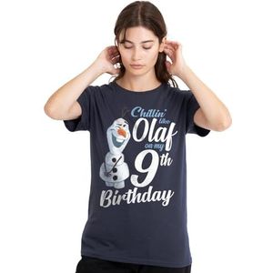mandarin creative ltd Frozen Chillin Like Olaf 9e verjaardag dames T-shirt, diep marineblauw, XX-Large, Diepe marine, XXL
