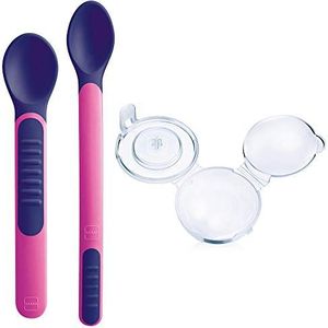 Mam Heat Sensitive Spoons & beschermhoes, bestek met warmte, roze