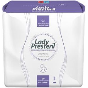 Lady Presteril, Postpartum Assobents van 100% katoen, binnen en buiten, 1 verpakking met 20 stuks