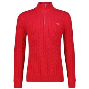 GANT Katoenen kabel halve rits, robijnrood, S