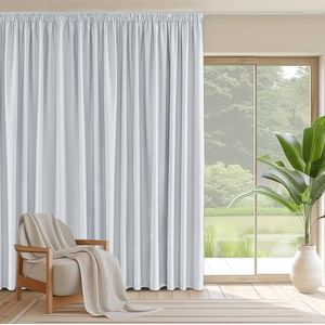 PONY DANCE Warmte-isolerende Verduisteringsgordijnen Plooiband, Gordijnen voor Woonkamer en Slaapkamer, Modern Design, 1 Stuk,300x260cm,Grijswit