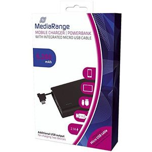 MediaRange Mobiele oplader | Powerbank 5.200 mAh met geïntegreerde micro-USB-oplaadkabel