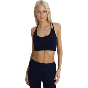 Carlheim Women's active wear Sports Bra Ribbed Panel-Rikke, Navy, X-Small