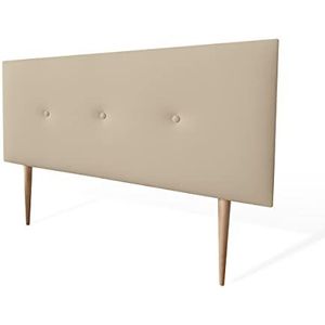 amuéblate online - Premium gevoerd hoofdeinde model Kayne met poten, bekleding van hoogwaardig kunstleer, hout, beige, 145 x 60 cm (bed 135/140)