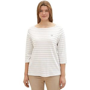 TOM TAILOR T-shirt voor dames, 34753 - Offwhite Multicolor Stripe, 54 Grote maten