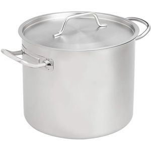 Amazon Basics Soeppan, roestvrij staal, met aluminium coating en deksel, 11,4 l, zilverkleurig (voorheen AmazonCommercial)