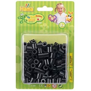 Hama Perlen 8518 strijkkralen verpakking met ca. 250 kleurrijke maxi knutselkralen met diameter 10 mm in zwart, creatief knutselplezier voor groot en klein