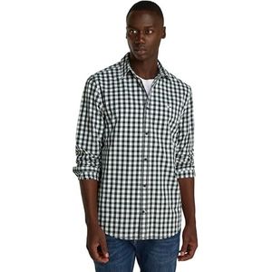 Tommy Jeans TJM REG POPLIN geruit herenshirt DM0DM19655 L/S shirt, blauw (dark night navy small check), L, Blauw (Donker Night Navy Small Check), L