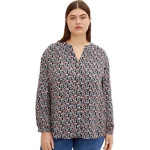 TOM TAILOR Dames Plussize blouse met patroon 1034951, 30719 - Small Abstract Shapes Design, 44 Grote maten