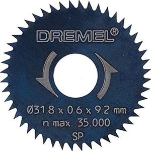 Dremel Zaagblad 546 schuin- en dwarsgesneden, snijschijven met 2 roterende gereedschappen voor het zagen van hout en laminaat, werkdiameter 31,8 mm, maximale snijdiepte 6,4 mm