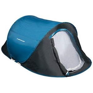 Dunlop 2-persoonstent, pop-up koepeltent, camping, outdoor tent, blauw/grijs, 255 x 155 x 95 cm