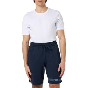 Emporio Armani All Over Logo Terry Loungewear Bermuda Shorts, Marinier, S