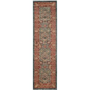 Safavieh Traditioneel tapijt voor woonkamer, eetkamer, slaapkamer - Mahal Collection, korte pool, marineblauw en rood, 62 x 640 cm