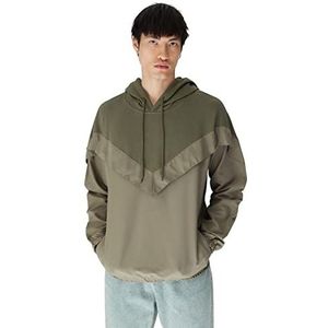 Trendyol Heren Khaki Oversize Lange Mouwen Hooded Sweatshirt, L