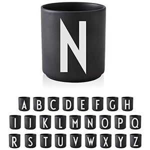 Design Letters Zwart Koffiemok (A-Z) | Stijlvolle premium porseleinen koffiecups | Gebruik de coffee mug als cappuccinokop | Perfect cadeau voor dames, heren | Verjaardagscadeau | 250 Ml