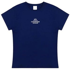 UEFA Champions League T-shirt voor dames, extra groot, marineblauw, UWCL, officieel gelicentieerde merchandise, ronde hals, 100% katoen, geweldig voetbalcadeau-idee