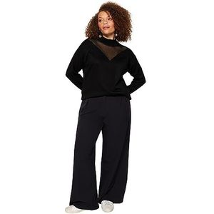 Trendyol FeMan Relaxed fit Basic V-hals Knitwear Grote maten trui, Zwart, XL, Zwart, XL
