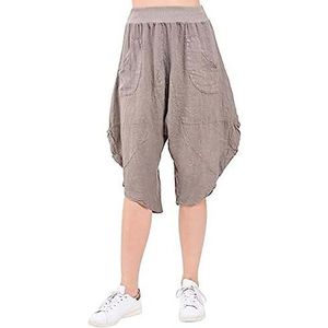 Bonateks, Sarouel Korte broek met zakken en elastische tailleband, Duitse maat: 42, Amerikaanse maat: XL, mol - Made in Italy, bruin, 42